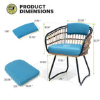 7-Piece Patio Dining Set Aluminum Outdoor Table with Umbrella Hole with Rattan Chairs