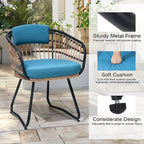 7-Piece Patio Dining Set Aluminum Outdoor Table with Umbrella Hole with Rattan Chairs
