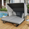 57  Outdoor Rattan Daybed with Canopy and Cushion