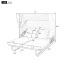 57  Outdoor Rattan Daybed with Canopy and Cushion