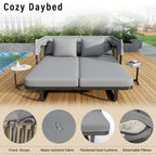 57  Outdoor Rattan Daybed with Canopy and Cushion
