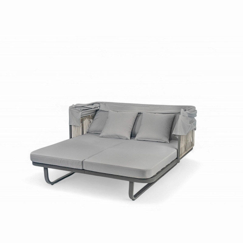 57  Outdoor Rattan Daybed with Canopy and Cushion