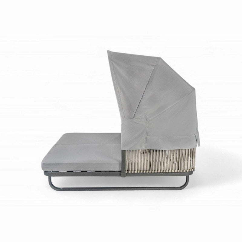 57  Outdoor Rattan Daybed with Canopy and Cushion