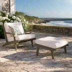 Saratoga Outdoor Patio Teak Wood Chair and Ottoman Set