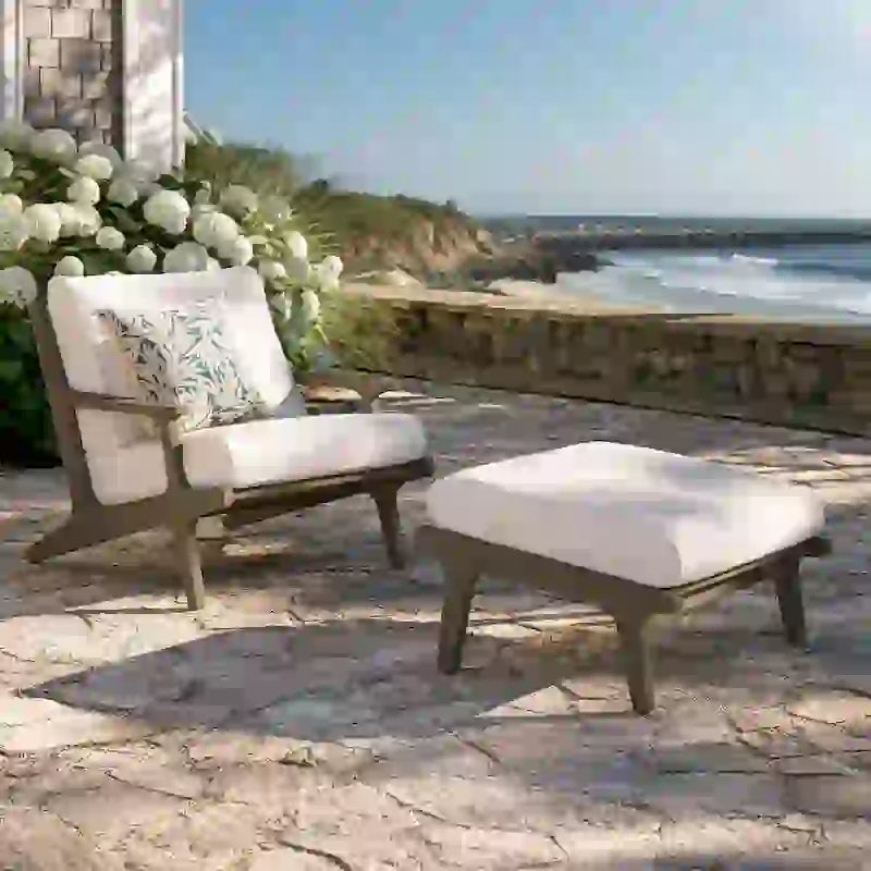 Saratoga Outdoor Patio Teak Wood Chair and Ottoman Set