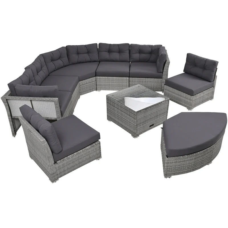 Patio Furniture Set Outdoor Furniture Daybed Rattan Sectional Furniture Set Patio Seating Group With Cushions and Center Table