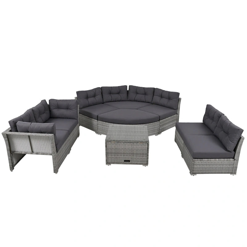 Patio Furniture Set Outdoor Furniture Daybed Rattan Sectional Furniture Set Patio Seating Group With Cushions and Center Table