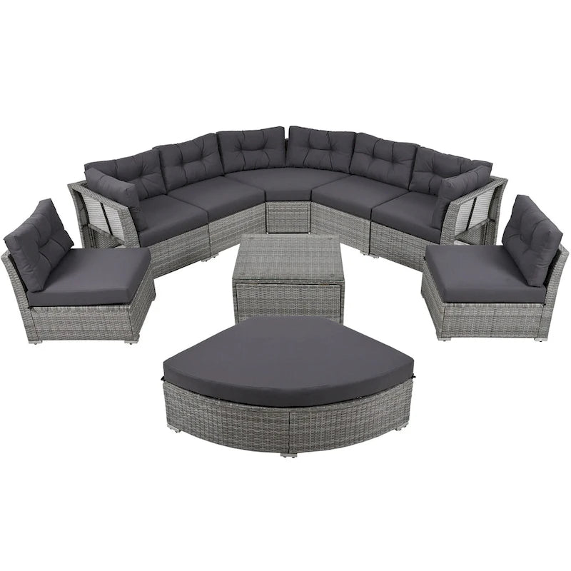 Patio Furniture Set Outdoor Furniture Daybed Rattan Sectional Furniture Set Patio Seating Group With Cushions and Center Table