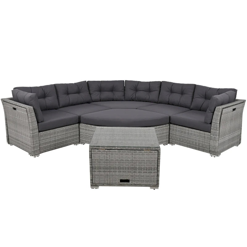Patio Furniture Set Outdoor Furniture Daybed Rattan Sectional Furniture Set Patio Seating Group With Cushions and Center Table
