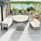 Patio Furniture Set Outdoor Furniture Daybed Rattan Sectional Furniture Set Patio Seating Group With Cushions and Center Table