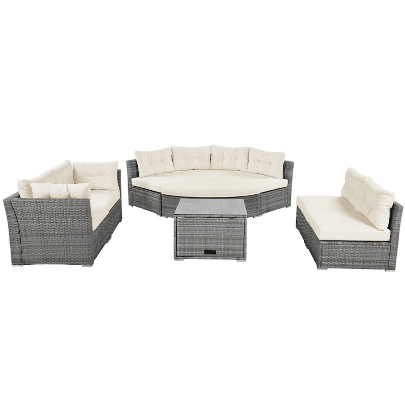 Patio Furniture Set Outdoor Furniture Daybed Rattan Sectional Furniture Set Patio Seating Group With Cushions and Center Table