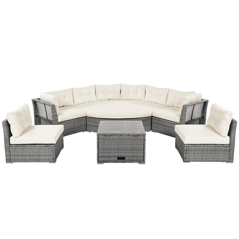 Patio Furniture Set Outdoor Furniture Daybed Rattan Sectional Furniture Set Patio Seating Group With Cushions and Center Table