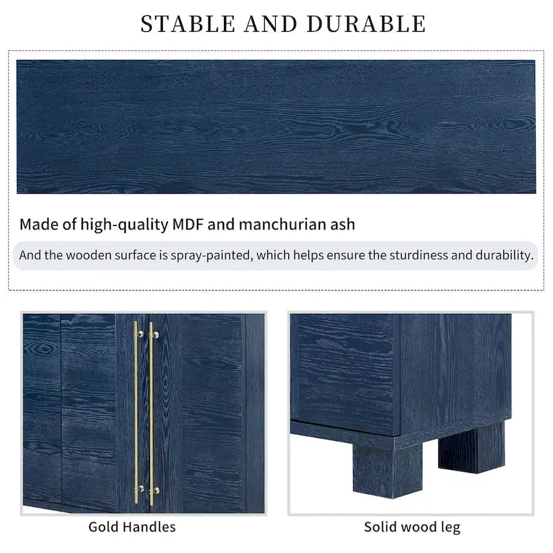 Sideboard Buffet Cabinet with Adjustable Shelves & Gold Handles