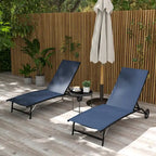 Chaise Lounge Outdoor, 2 Piece Lounge Chair with Wheels with 5 Adjustable Position for Patio, Beach, Yard, Pool