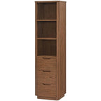 72" Solid Oak Wood Free Standing Linen Tower with 3 Soft-Close Drawers & Shelves - Natural Storage Cabinet