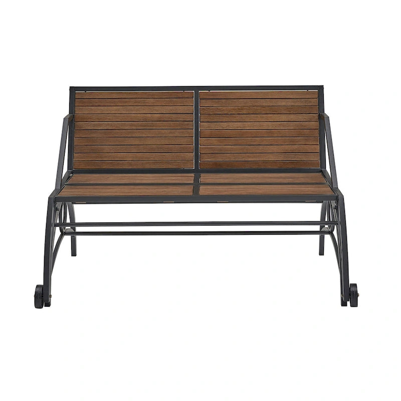Saba Convertible Walnut Finish Black Metal Outdoor Table/Bench by iNSPIRE Q Oasis