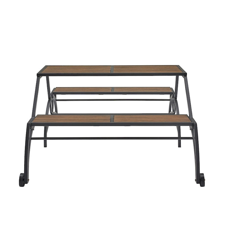 Saba Convertible Walnut Finish Black Metal Outdoor Table/Bench by iNSPIRE Q Oasis