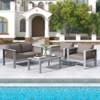 Aluminum Patio Armchair with Thick Cushions for Comfort - 31 L x 27.5 W x 24.5 H