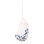 Kiwi Hanging Basket Chair w Chain, Egg Shape, Rattan Weaving, White