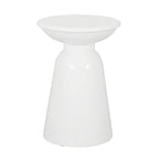 Suma Outdoor End Table, Round 15 Inch Top, Pedestal Base, White Iron