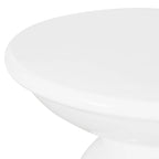 Suma Outdoor End Table, Round 15 Inch Top, Pedestal Base, White Iron