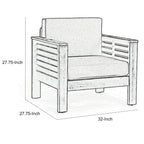 Siyal Outdoor Club Accent Chair Set of 2, Soft Beige, Brown Acacia Wood