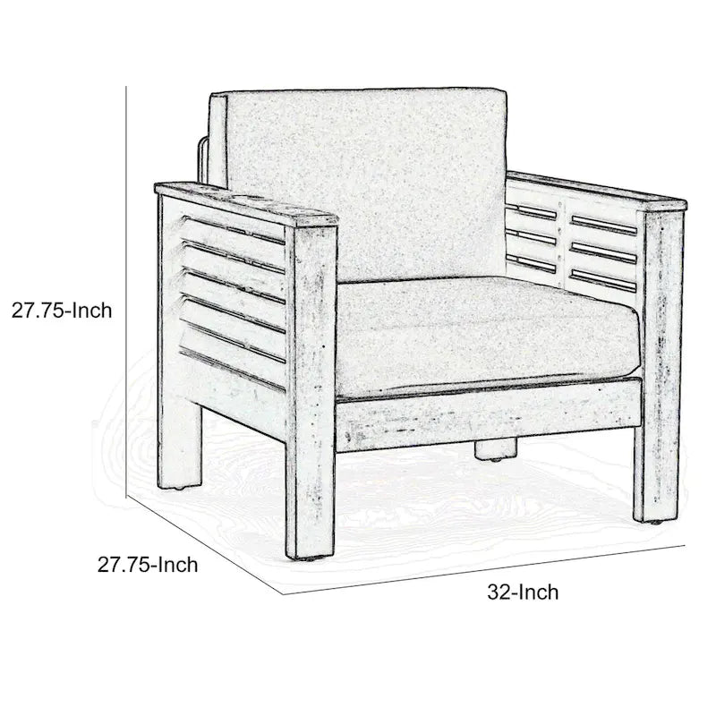 Siyal Outdoor Club Accent Chair Set of 2, Soft Beige, Brown Acacia Wood