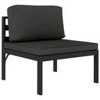 Shina 3pc Outdoor Modular Sofa Set, Black Metal, Dark Gray Cushions