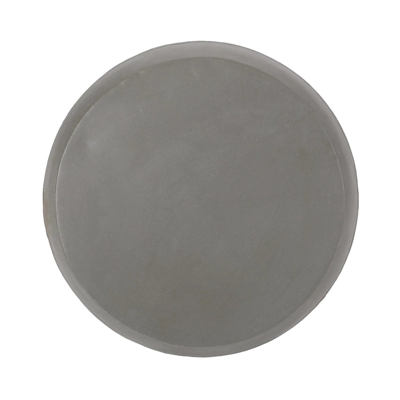 Outdoor End Table, 16 Inch Round Gray Faux Concrete w White Pattern