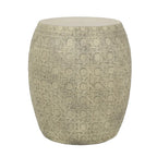 Outdoor End Table, Antique Yellow Faux Concrete, Round 18 Inch
