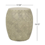 Outdoor End Table, Antique Yellow Faux Concrete, Round 18 Inch