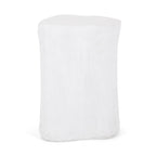 Outdoor End Table, Tree Stump Design, White Concrete Frame, 16 Inch