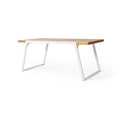Outdoor Dining Table, Splayed White Sled Base, 71 Inch Acacia Wood