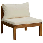 10pc Outdoor Modular Sofa Set, Coffee Table, Solid Acacia Wood, Cream