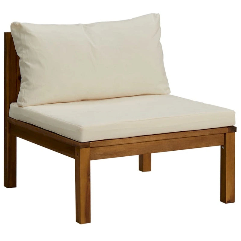 10pc Outdoor Modular Sofa Set, Coffee Table, Solid Acacia Wood, Cream