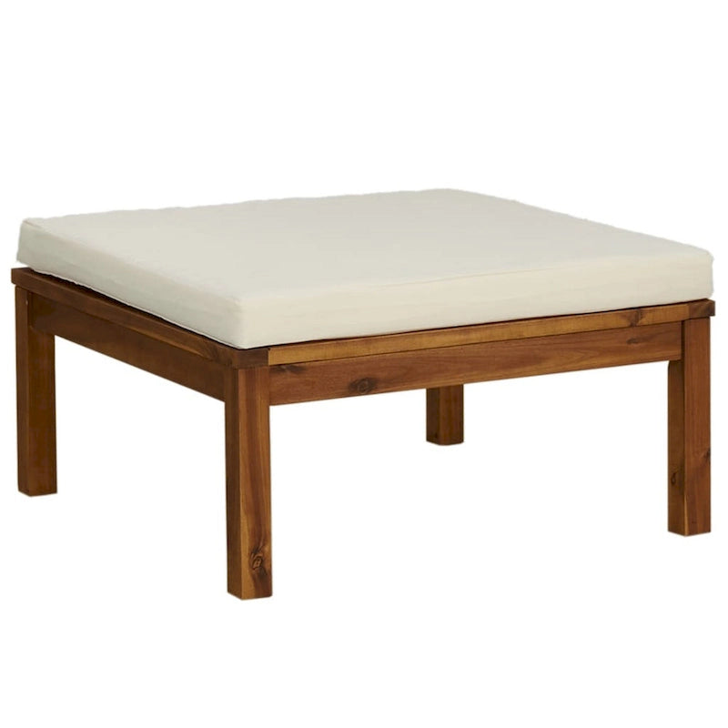 10pc Outdoor Modular Sofa Set, Coffee Table, Solid Acacia Wood, Cream