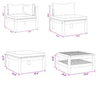 10pc Outdoor Modular Sofa Set, Coffee Table, Solid Acacia Wood, Cream