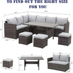 7 Pcs Patio Furniture Set, Outdoor Sectional Sofa Set, All Weather Rattan Conversation Set with High Dining Table and Ottoman