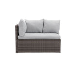7 Pcs Patio Furniture Set, Outdoor Sectional Sofa Set, All Weather Rattan Conversation Set with High Dining Table and Ottoman