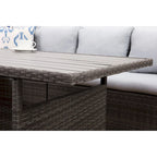7 Pcs Patio Furniture Set, Outdoor Sectional Sofa Set, All Weather Rattan Conversation Set with High Dining Table and Ottoman