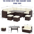 7 Pcs Patio Furniture Set, Outdoor Sectional Sofa Set, All Weather Rattan Conversation Set with High Dining Table and Ottoman