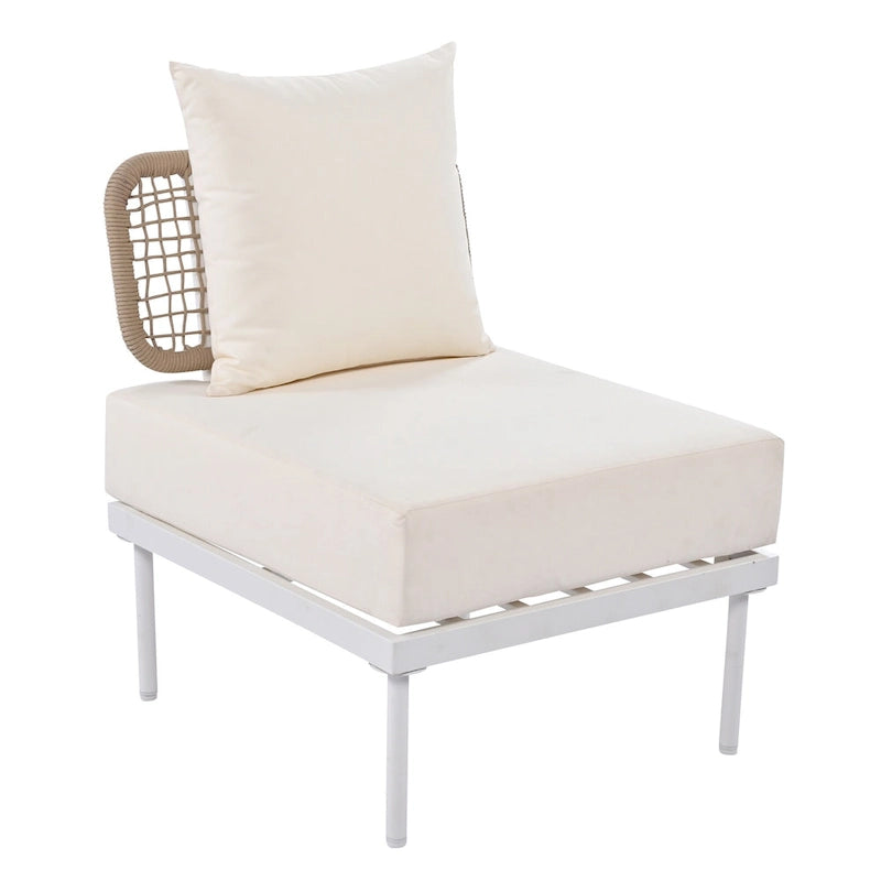 8 Pcs Wood Outdoor Furniture Set, Patio L-Shaped Sectional Sofa Set with Tempered Glass Coffee Table and Wooden Coffee Table