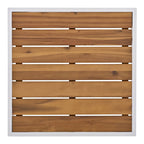 8 Pcs Wood Outdoor Furniture Set, Patio L-Shaped Sectional Sofa Set with Tempered Glass Coffee Table and Wooden Coffee Table