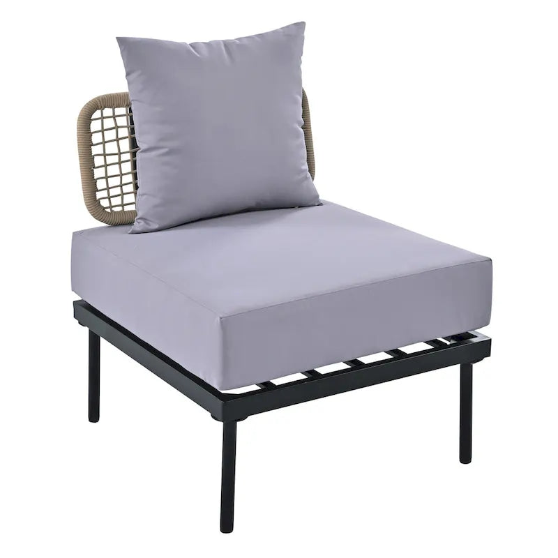 8 Pcs Wood Outdoor Furniture Set, Patio L-Shaped Sectional Sofa Set with Tempered Glass Coffee Table and Wooden Coffee Table