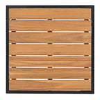 8 Pcs Wood Outdoor Furniture Set, Patio L-Shaped Sectional Sofa Set with Tempered Glass Coffee Table and Wooden Coffee Table