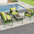 4-Piece Patio Furniture Set, Outdoor Garden Conversation Set with Tempered Glass Table, Deep Seating and Thick Cushion