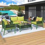 4-Piece Patio Furniture Set, Outdoor Garden Conversation Set with Tempered Glass Table, Deep Seating and Thick Cushion