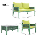 4-Piece Patio Furniture Set, Outdoor Garden Conversation Set with Tempered Glass Table, Deep Seating and Thick Cushion