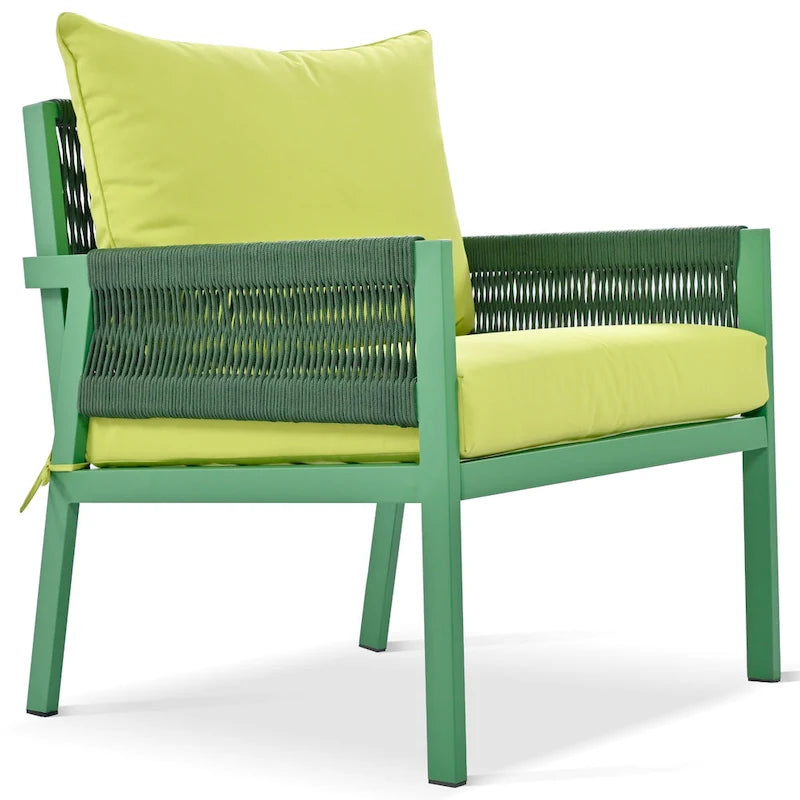 4-Piece Patio Furniture Set, Outdoor Garden Conversation Set with Tempered Glass Table, Deep Seating and Thick Cushion