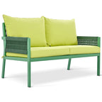 4-Piece Patio Furniture Set, Outdoor Garden Conversation Set with Tempered Glass Table, Deep Seating and Thick Cushion